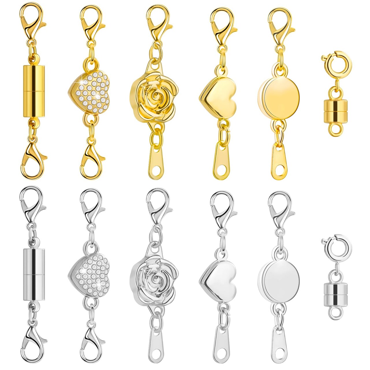 12Pcs Magnetic Necklace Clasps and Closures, Locking Magnetic Jewelry Clasps, Magnetic Necklace Extender, Necklace Clasp Helper for Necklaces, Bracelets and Jewelry